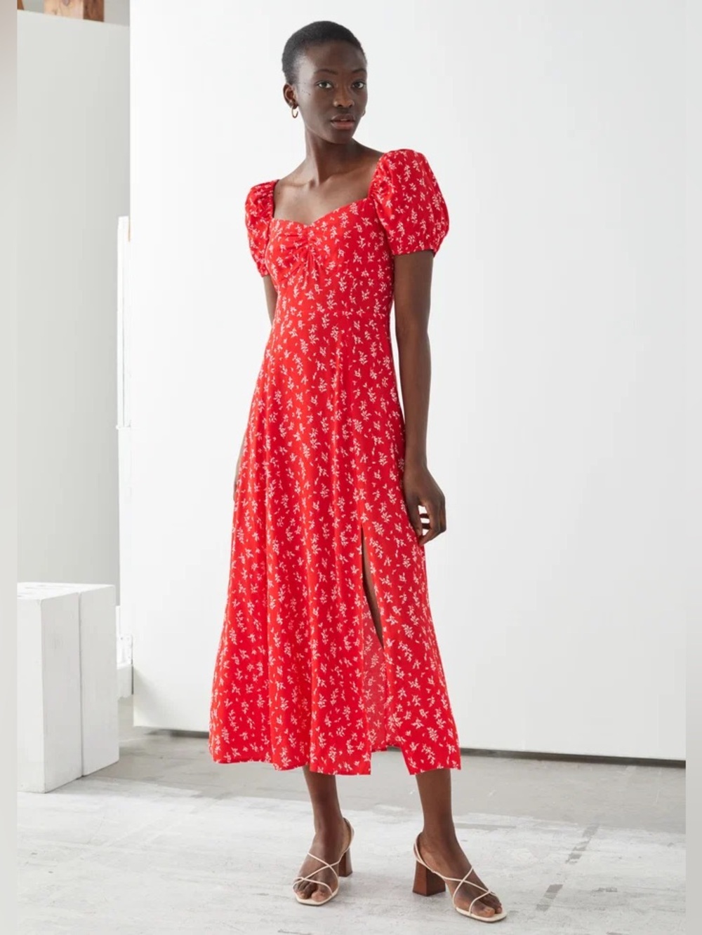 NWT & Other Stories flowy puff sleeve midi dress 4